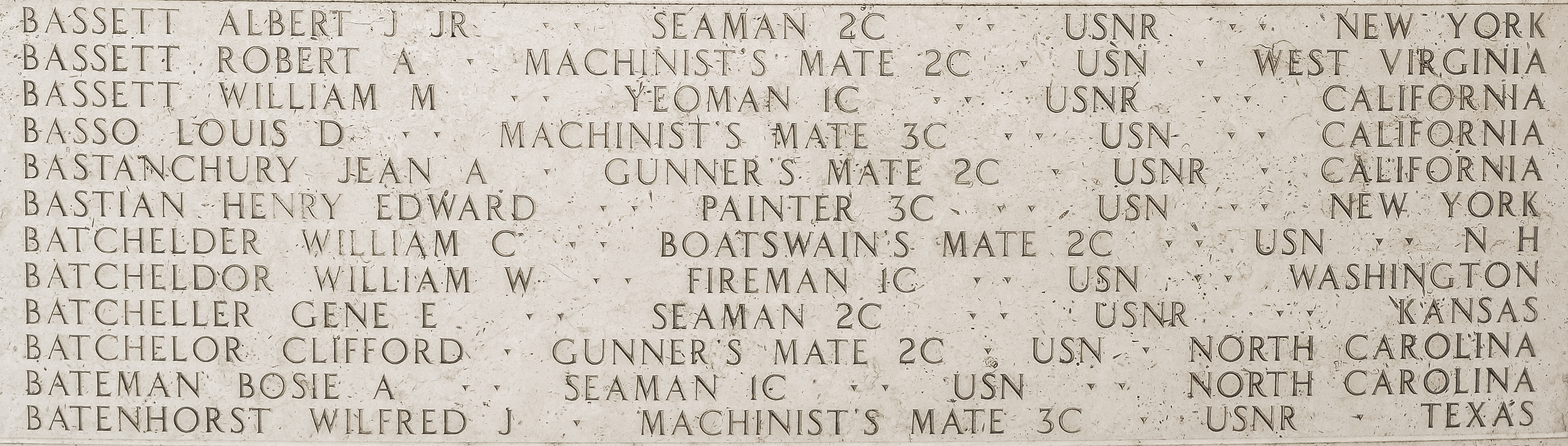 Jean A. Bastanchury, Gunner's Mate Second Class